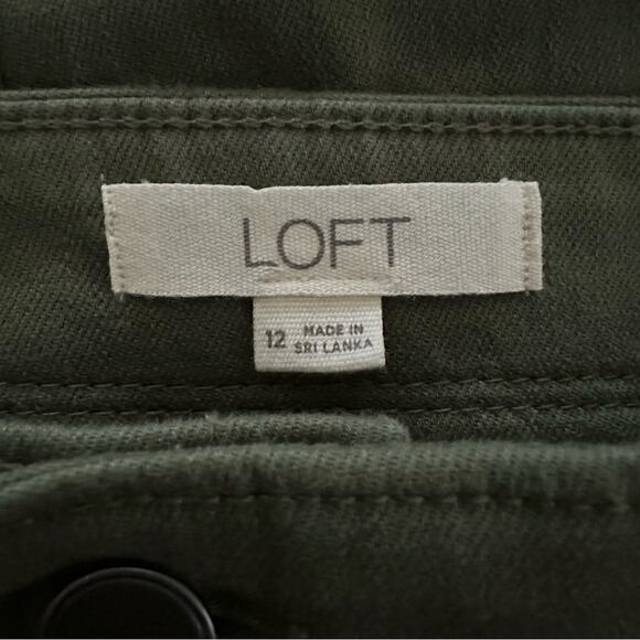 Loft Pants Army Green Stretch High Rise High Waisted Tapered Ankle Pants Size 12 - Picture 2 of 12